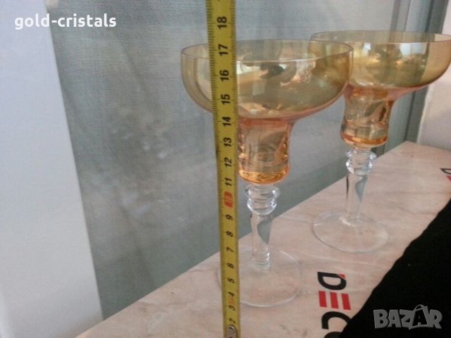  кристални  чаши цветно стъкло , снимка 5 - Чаши - 24077713