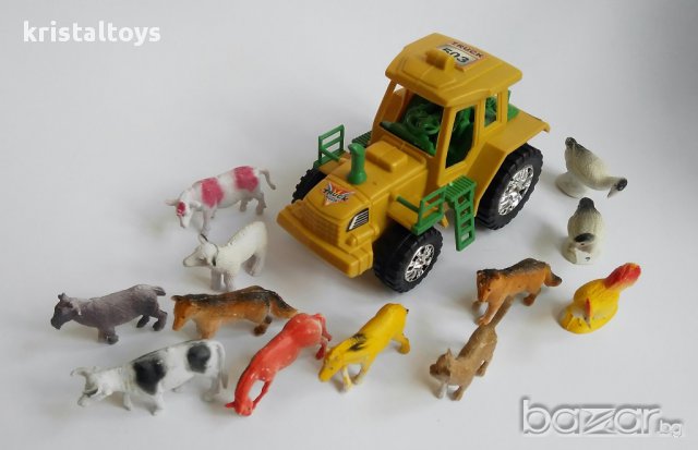 Комплект детски играчки за торта с трактор и домашни животни, снимка 1 - Рисуване и оцветяване - 15483876