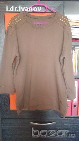 кафява блуза с орнаменти, снимка 1 - Блузи с дълъг ръкав и пуловери - 12964982