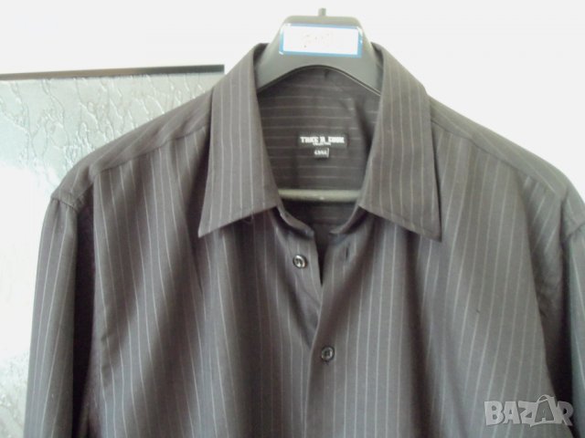 мъжка черна риза с дълъг ръкав- T43/44, снимка 2 - Ризи - 26149390