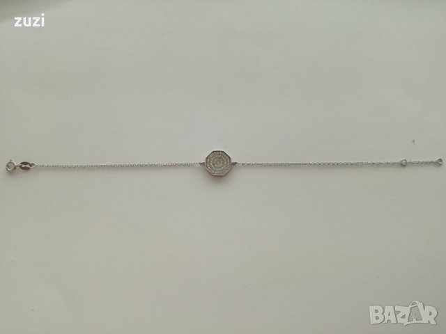 Сребърна италианска гривна с цирконий - сребро проба 925, снимка 3 - Гривни - 24700809