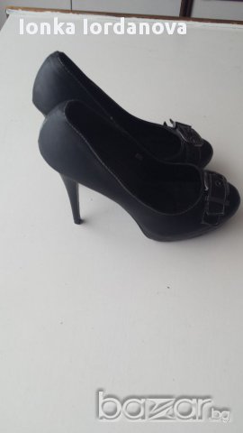 Черни обувки на ток, номер 38, снимка 2 - Дамски обувки на ток - 17837920