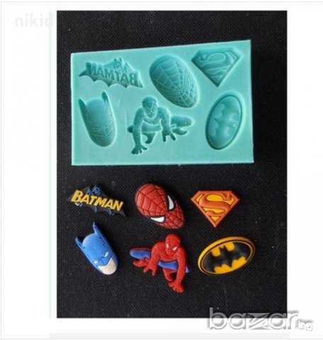 Супер герои Батман Супермен Спайдърмен avengers силиконов молд форма украса фондан торта мъфини, снимка 2 - Форми - 19537839