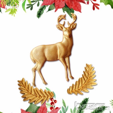 прав елен  силиконова форма молд украса декор торта фондан шоколад, снимка 4 - Форми - 18582172