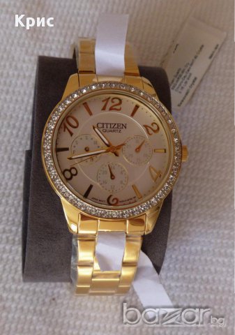 Нов ! Ръчен часовник Цитизен Сваровски Златен цвят, Citizen Swarovski Gold ToneED8122-59A, снимка 6 - Дамски - 12154134
