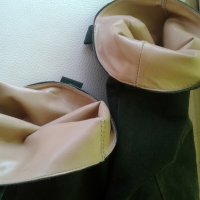 Италиански ботуши велур – зелено/каки - до коляното - Aquatalia Viola, снимка 7 - Дамски ботуши - 22585288