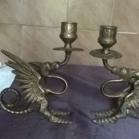 Два барокови свещника от бронз, снимка 1 - Антикварни и старинни предмети - 25658727