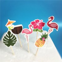 Фламинго ананас Хаваи парти 24 бр топери клечки за мъфини декорация и украса, снимка 1 - Други - 21125302