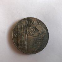 20 лири Италия 1938 Мусолини колекционерска, снимка 2 - Нумизматика и бонистика - 19067498