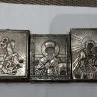 3 бр.Сребърни икони-Царска Русия сребро 84, снимка 6 - Антикварни и старинни предмети - 16289473