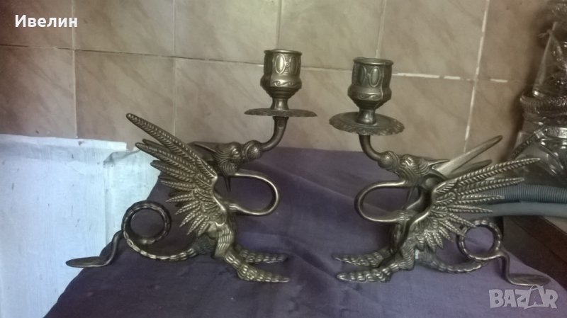 Два барокови свещници от бронз, снимка 1