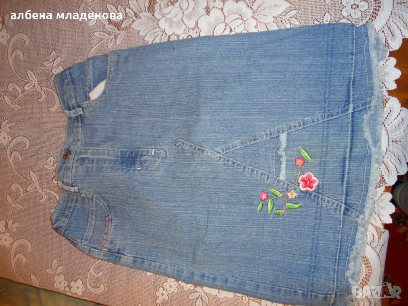 дънкова пола с цвете, снимка 1