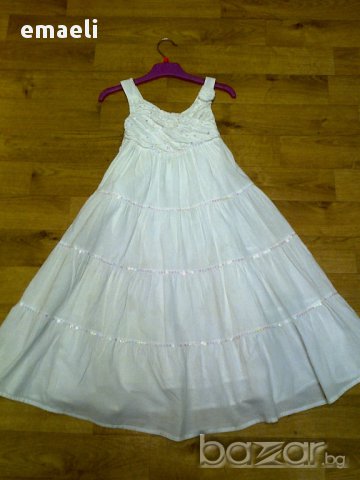 Бяла рокля с пайети Bluezoo за 4 г, снимка 3 - Детски рокли и поли - 11050479