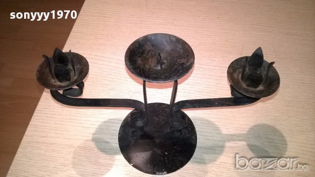 Метален свещник за 3 свещи-25/17/12см-внос швеицария, снимка 10 - Антикварни и старинни предмети - 16143525