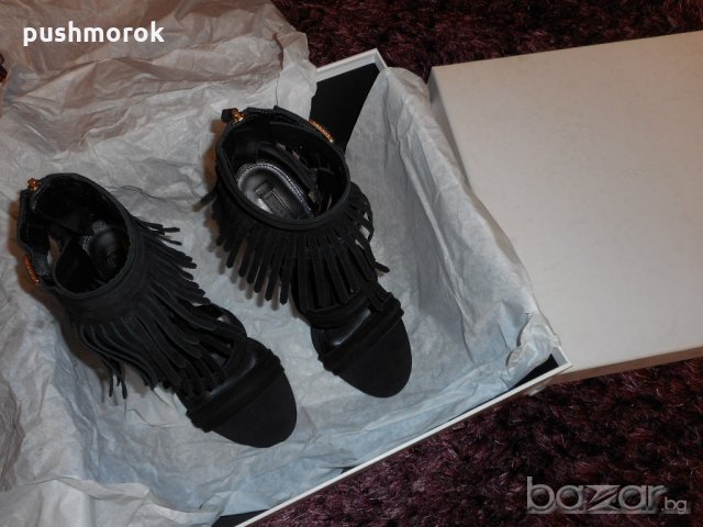 HUGO BOSS Fara Leather Heeled Sandals Fringe Detail, снимка 4 - Дамски обувки на ток - 21294425