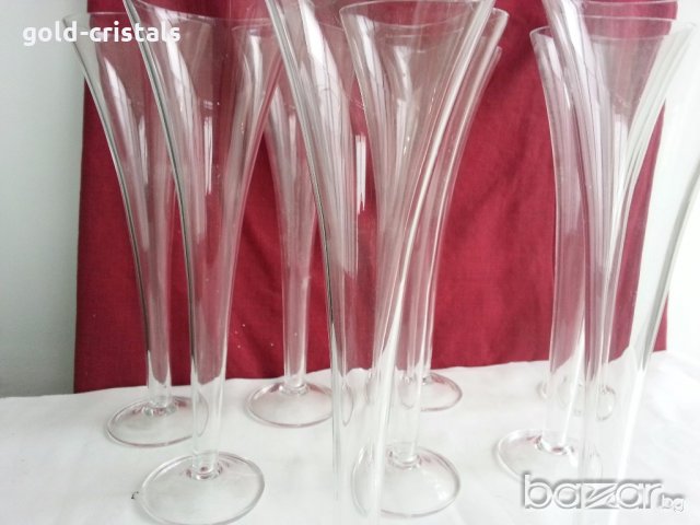 Високи стъклени кристални чаши  , снимка 13 - Антикварни и старинни предмети - 20400780