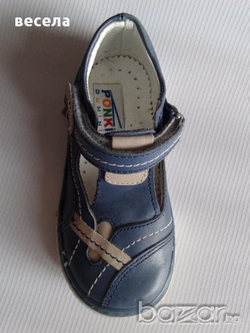 Детски обувки за момче от естествена кожа, ортопедични с лепенка в синьо, снимка 4 - Детски маратонки - 10106546