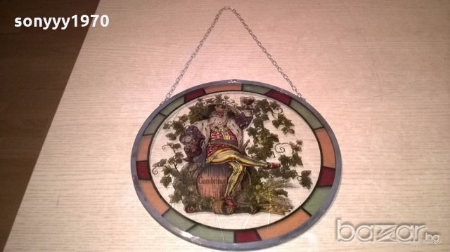 ПОРЪЧАН-gambrinus 34см-витраж-ретро колекция-внос швеицария, снимка 4 - Колекции - 19884346