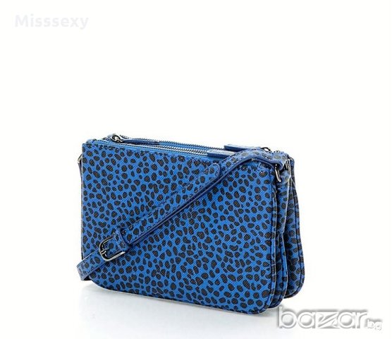 LIU JO 🍊 Дамска чанта с животински мотиви в синьо 22x16x5 cм нова с етикети, снимка 9 - Чанти - 15019808