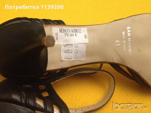 41 San Marina черни луксозни италиански обувки естествена кожа с ток, снимка 4 - Дамски обувки на ток - 20867001