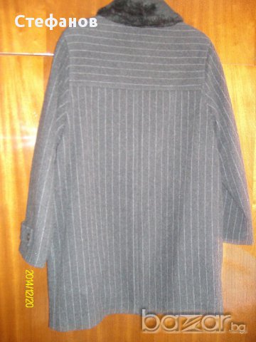 Дамско черна палто” M & S Mode „на  елегантни тънки райета с мъхеста яка., снимка 7 - Палта, манта - 9249068