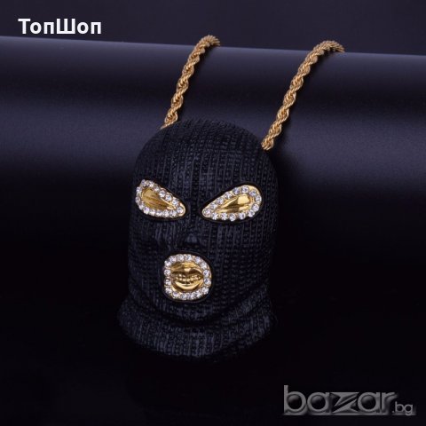 Хип - Хоп Маска Колие - Бижу - 4 цвята, снимка 2 - Колиета, медальони, синджири - 20815051