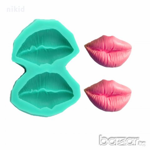 устни целувка устна силиконова форма молд калъп сладки украса декор торта фондан тесто шоколад гипс 