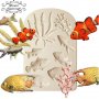 Много риби водорасли голям силиконов молд форма декорация торта фондан украса, снимка 1 - Форми - 22203703