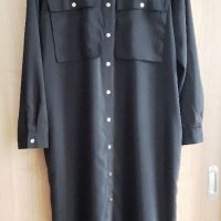 MONKI - черна дълга шифонена  рокля/риза, снимка 8 - Рокли - 20689717
