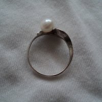 Сребърен пръстен с перла, снимка 2 - Пръстени - 22751862