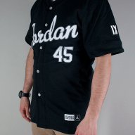 Nike Jordan 45 Бейзболна тениска с къс ръкав и копчета, размер M, снимка 7 - Тениски - 10728715