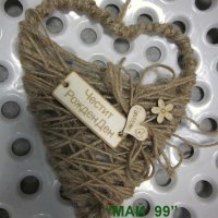 Плетено сърце с дървена табела, снимка 2 - Романтични подаръци - 20389551