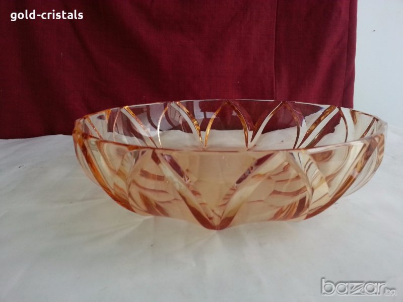 стара  кристална купа цветен кристал, снимка 1
