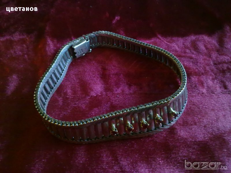 стара сребърна гривна с рубини и 18 к.злато, снимка 1