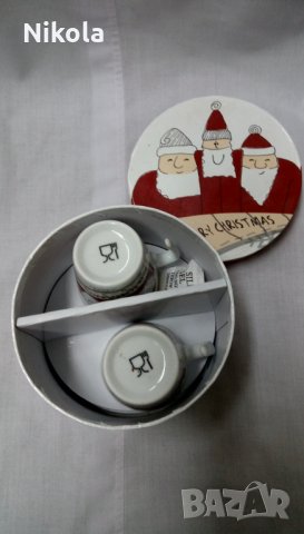 Коледни чаши за кафе 2бр с чиниики , снимка 4 - Сервизи - 23690922