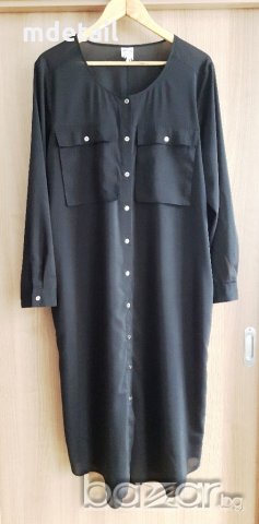 MONKI - черна дълга шифонена  рокля/риза, снимка 8 - Рокли - 20689717