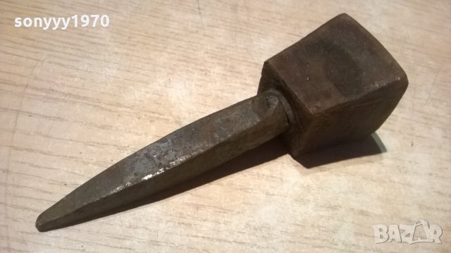 стара наковалня-ковано желязо-ретро колекция-13х4х4см, снимка 3 - Антикварни и старинни предмети - 23142799
