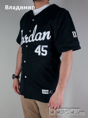 Nike Jordan 45 Бейзболна тениска с къс ръкав и копчета, размер M, снимка 7 - Тениски - 10728715