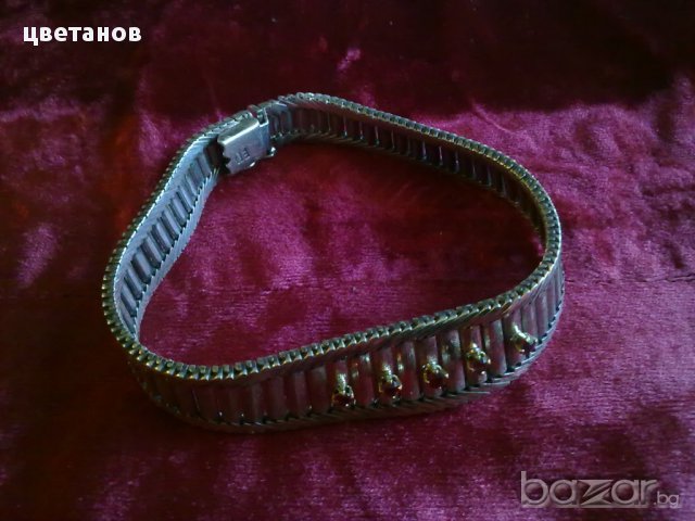 стара сребърна гривна с рубини и 18 к.злато