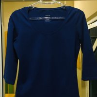 Наситено синя блуза памук , снимка 1 - Блузи с дълъг ръкав и пуловери - 24049391