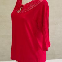 Червена дамска блуза с дантела марка Eldar , снимка 3 - Блузи с дълъг ръкав и пуловери - 22515544