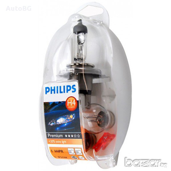 К-т лампи Philips H4 Premium + 30% extra light / Set 6 части , снимка 1