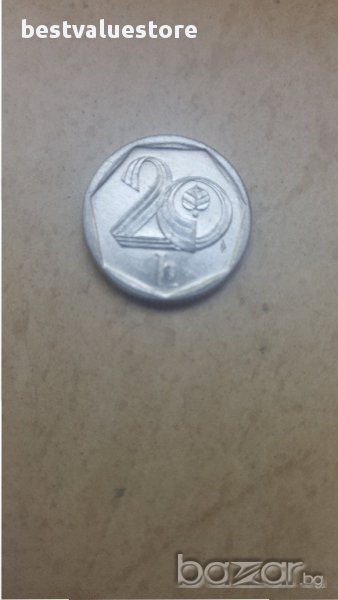 Монета 20 Чешки Халера 1998г. / 1998 20 Czech Hellers Coin KM# 2.1, снимка 1