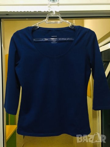 Наситено синя блуза памук , снимка 1 - Блузи с дълъг ръкав и пуловери - 24049391