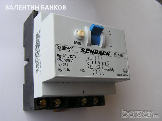 Дефектнотокова Защита Schrack 4р 25а , снимка 2 - Други машини и части - 12315412