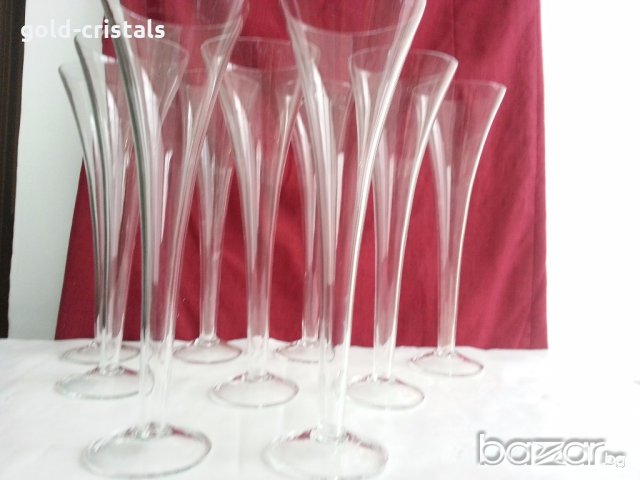 Високи стъклени кристални чаши  , снимка 10 - Антикварни и старинни предмети - 20400780