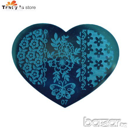 сърце Шаблон за щампа печати за нокти плочка различни + подарък, снимка 6 - Продукти за маникюр - 14837549