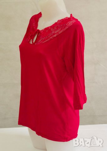 Червена дамска блуза с дантела марка Eldar 2XL, снимка 3 - Блузи с дълъг ръкав и пуловери - 22515544