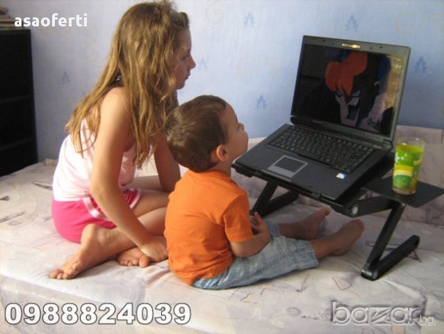 Метална сгъваема маса за лаптоп Т9, снимка 6 - Лаптоп аксесоари - 16858453