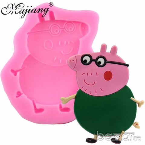 Татко Пепа пиг прасе peppa pig силиконов молд за украса декор торта фондан шоколад и др